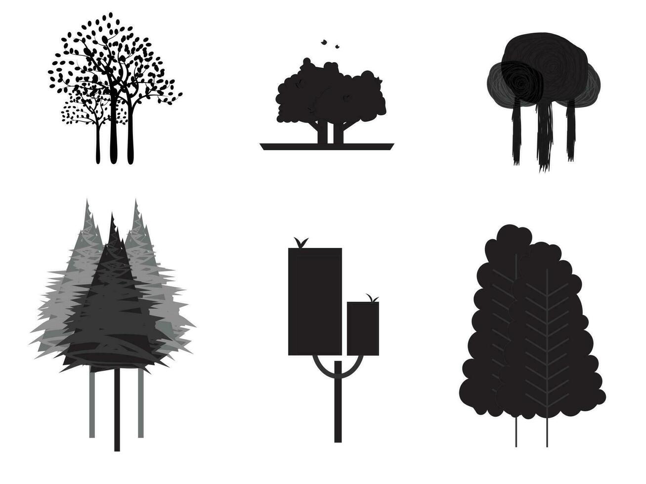 colección de negro arboles icono. lata ser usado a ilustrar ninguna naturaleza o sano estilo de vida tema. vector