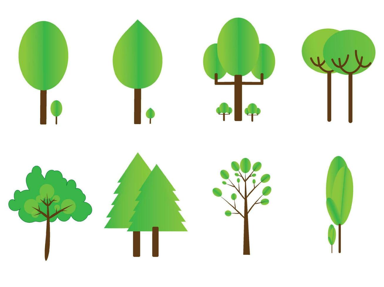 colección de icono de árboles planos. se puede utilizar para ilustrar cualquier tema de naturaleza o estilo de vida saludable. vector