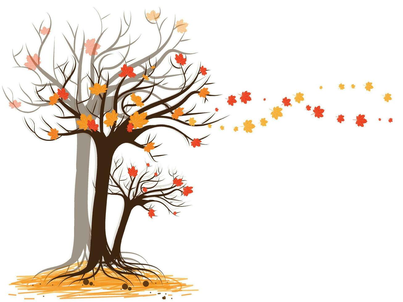 objeto grande árbol para otoño y vistoso hojas. vector