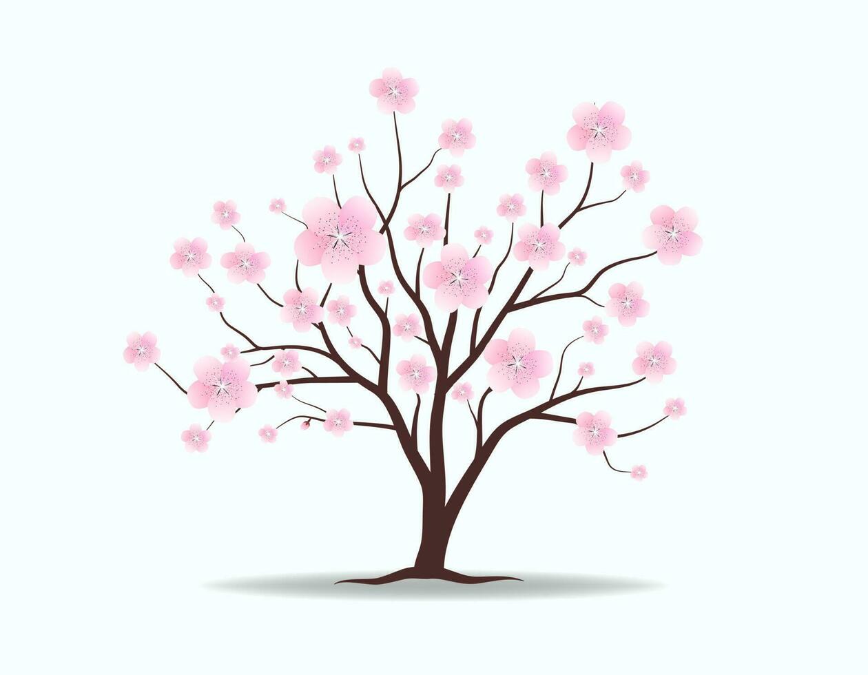 Spring tree. Pink leave and nature branch plant vector illustration