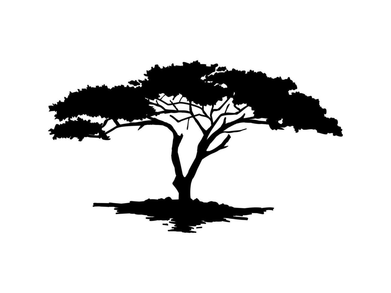 Black Branch Tree or Naked trees silhouettes. Hand drawn isolated illustrations. vector