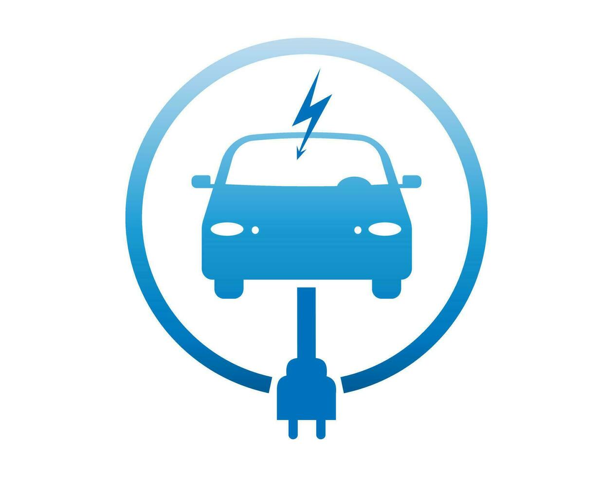 ilustración vectorial del coche eléctrico y el estilo de los iconos del punto de carga. vector