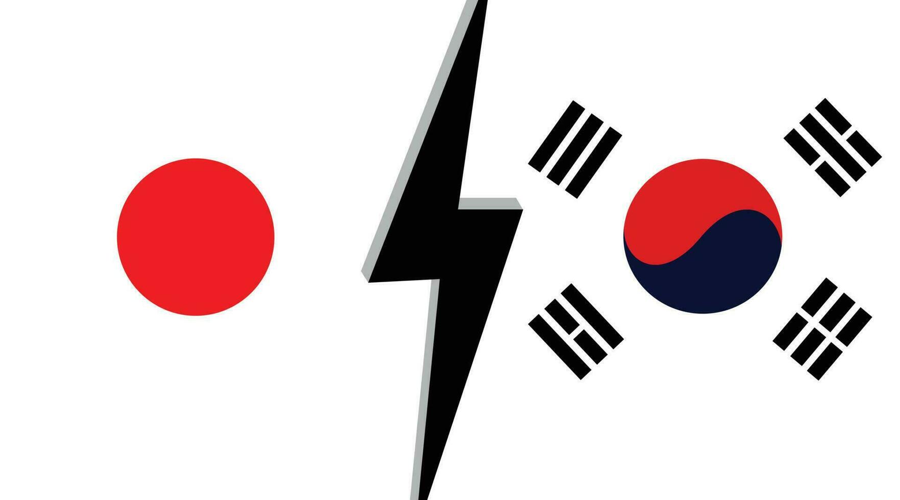 Japan and South Korea trade war concept. vector