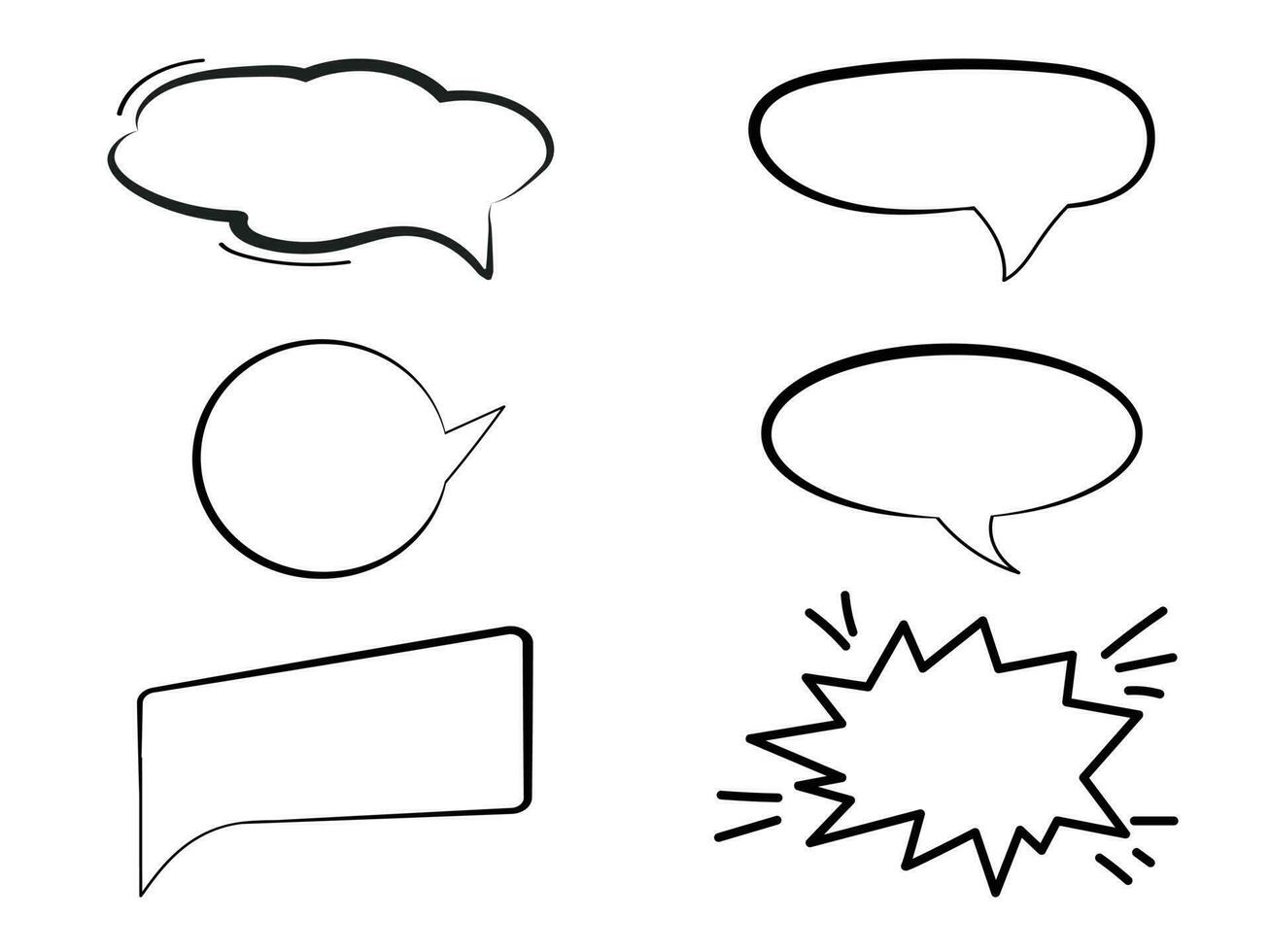 Hand drawn speech bubbles style. vector