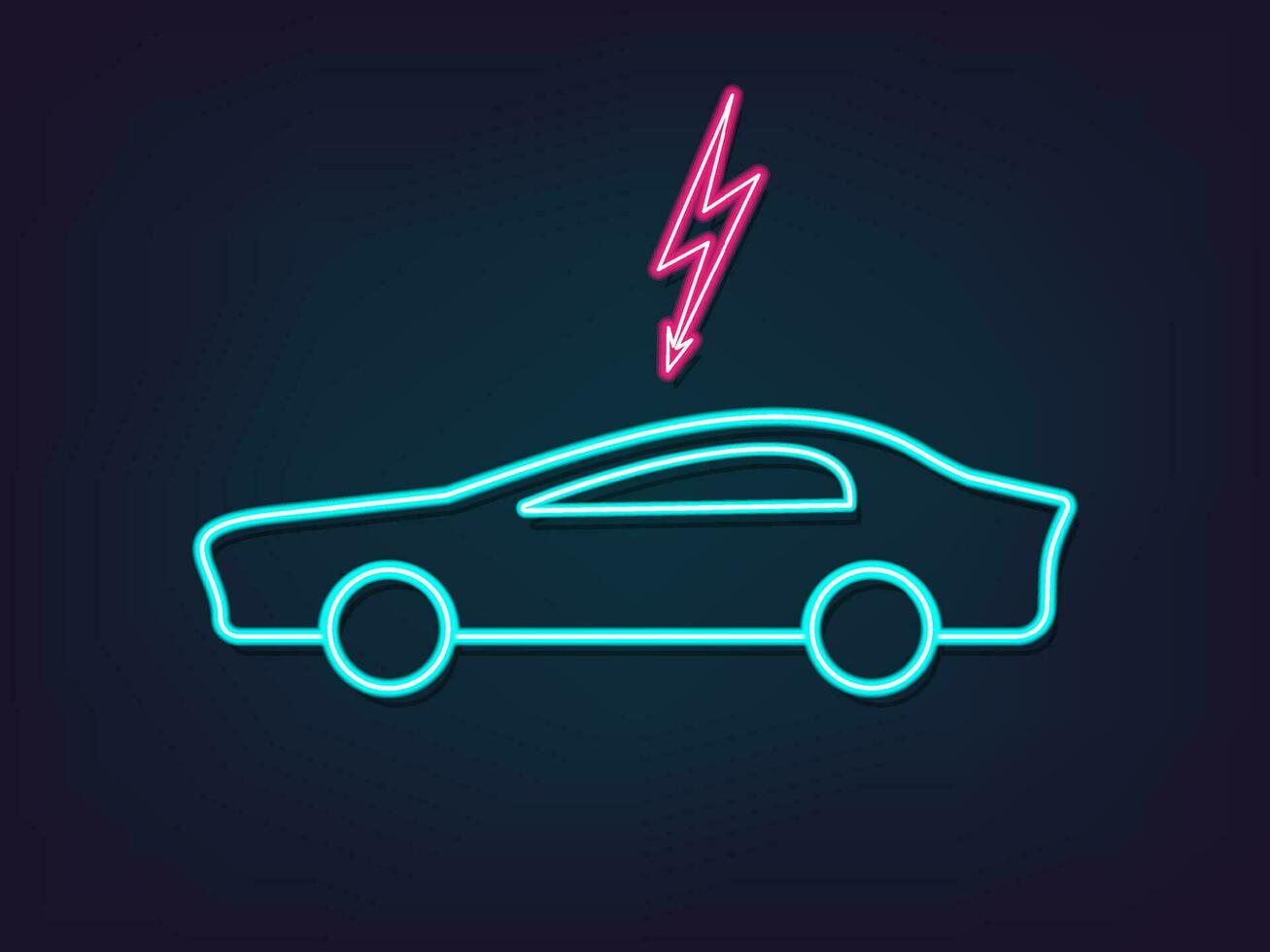 Vector illustration of electric powered car and charging point icons style.