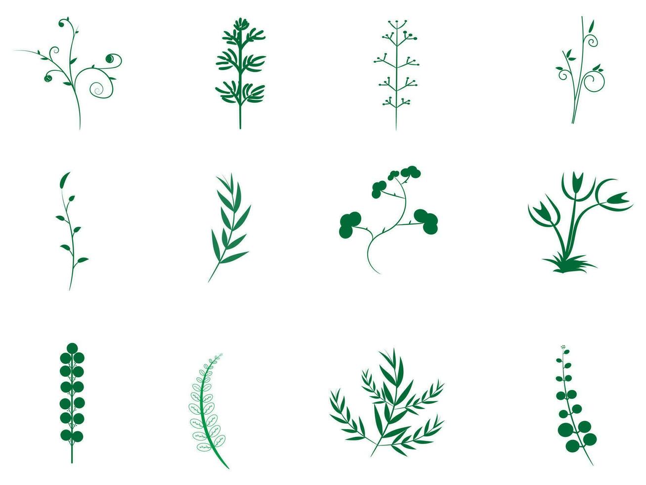 Object many branch leave for logo and green color. vector