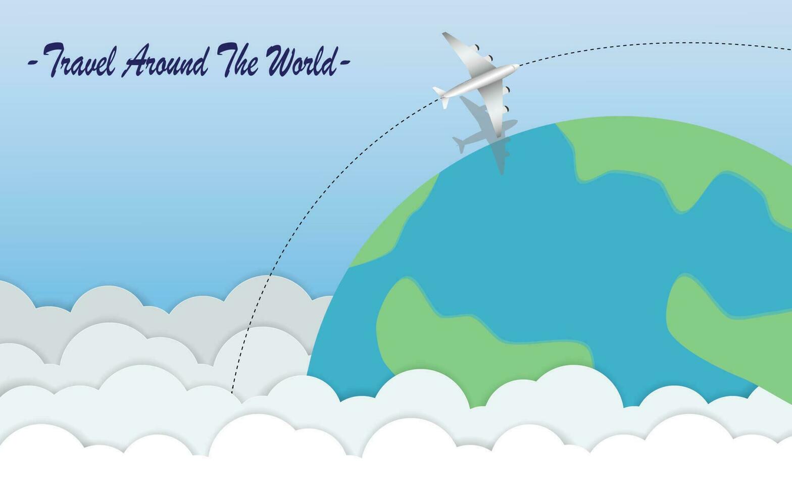 Travel background with planes hopping around points on the world. Picture for your trip. vector