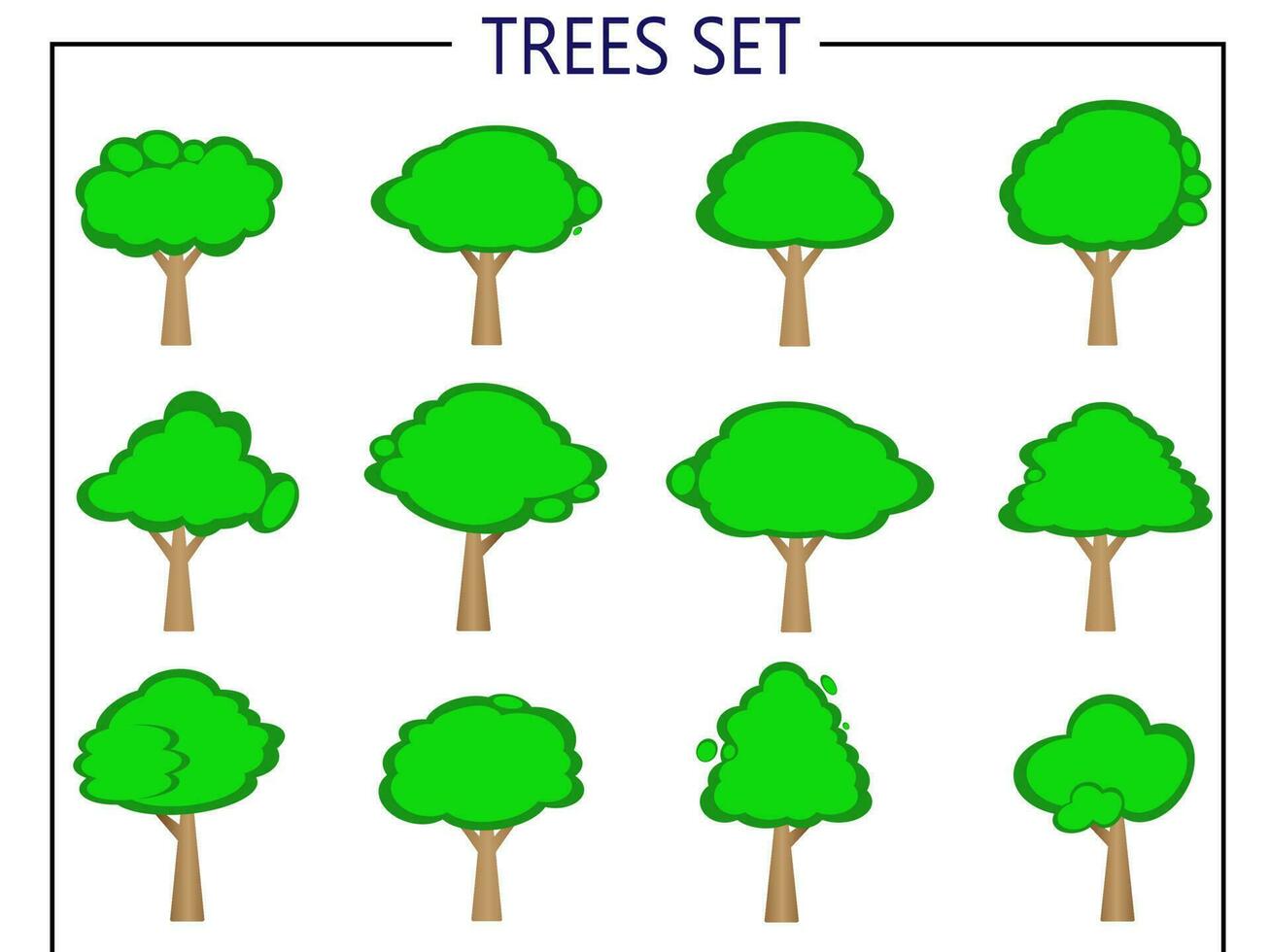 Collection of flat trees Icon. Can be used to illustrate any nature or healthy lifestyle topic. vector