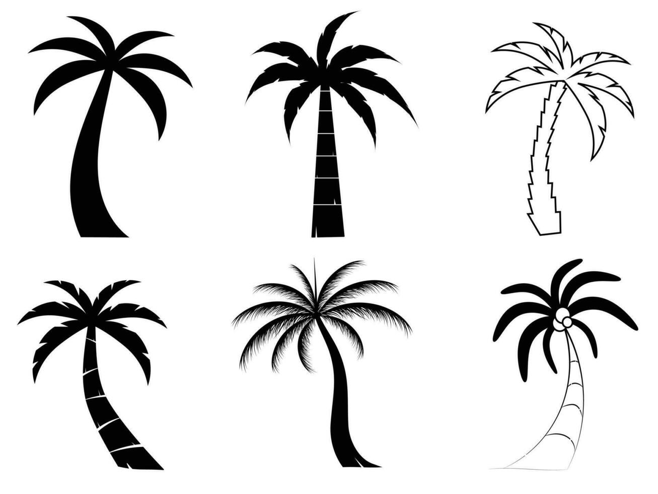 conjunto de siluetas de árbol de rama negra o árboles desnudos. Ilustraciones de hand draw isolated vector