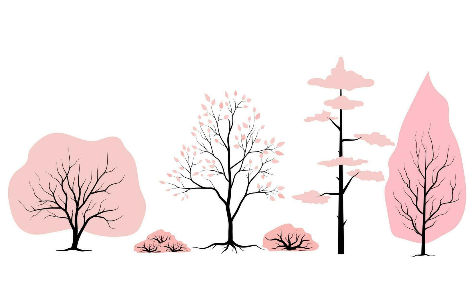 Pink tree Symbol style. and spring background. Can be used for your work. Welcome spring season concept. vector