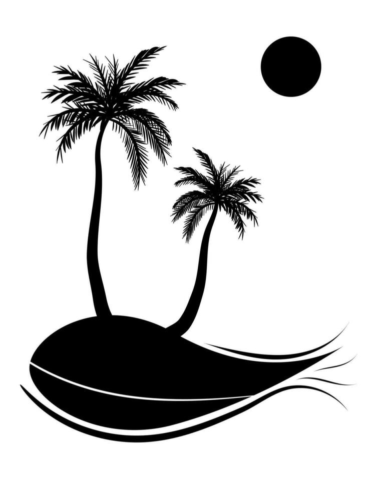 Collection of Black Coconut trees Icon. Can be used to illustrate any nature or healthy lifestyle topic. vector