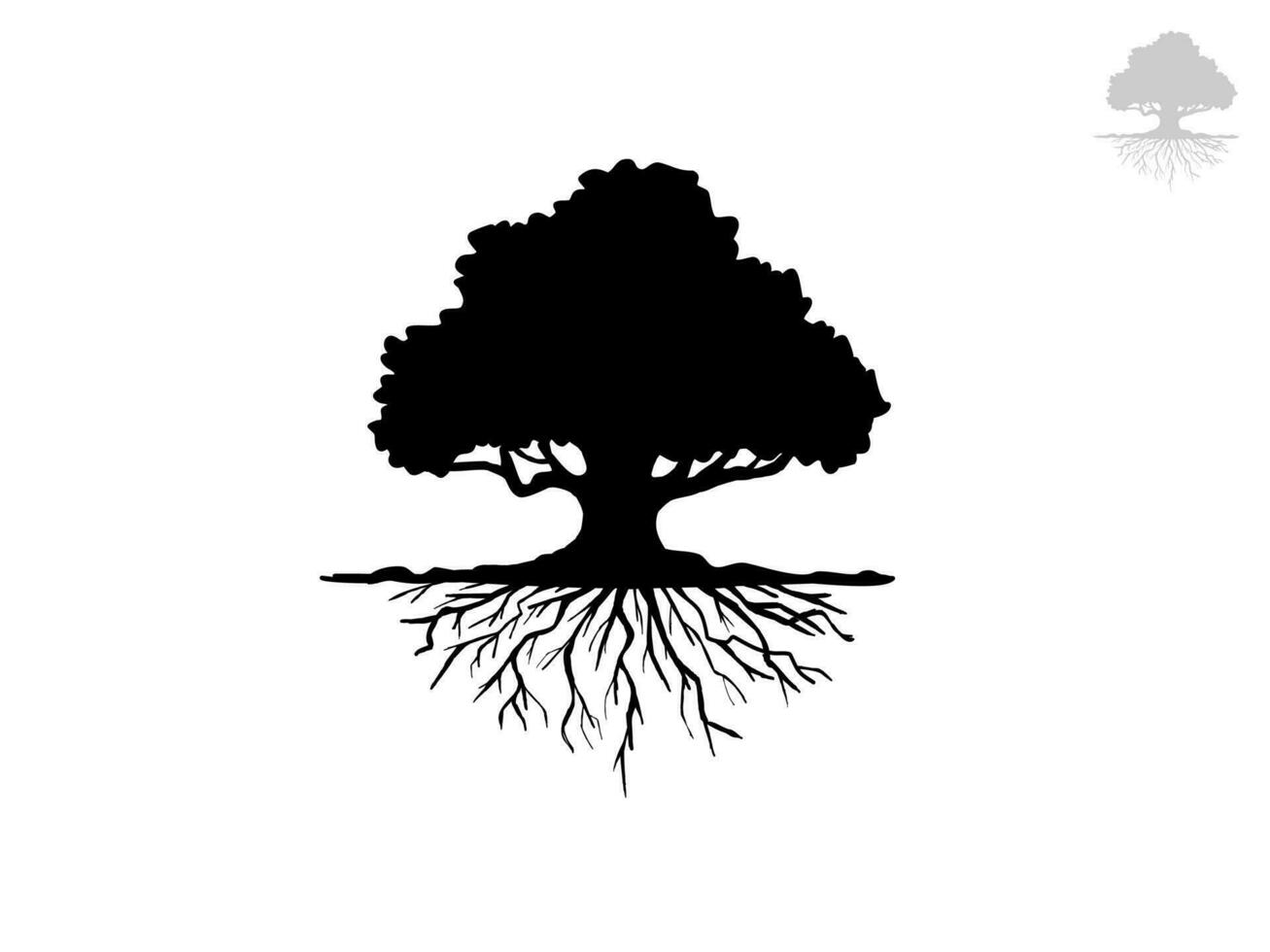 Black Branch Tree or Naked trees silhouettes. Hand drawn isolated illustrations. vector