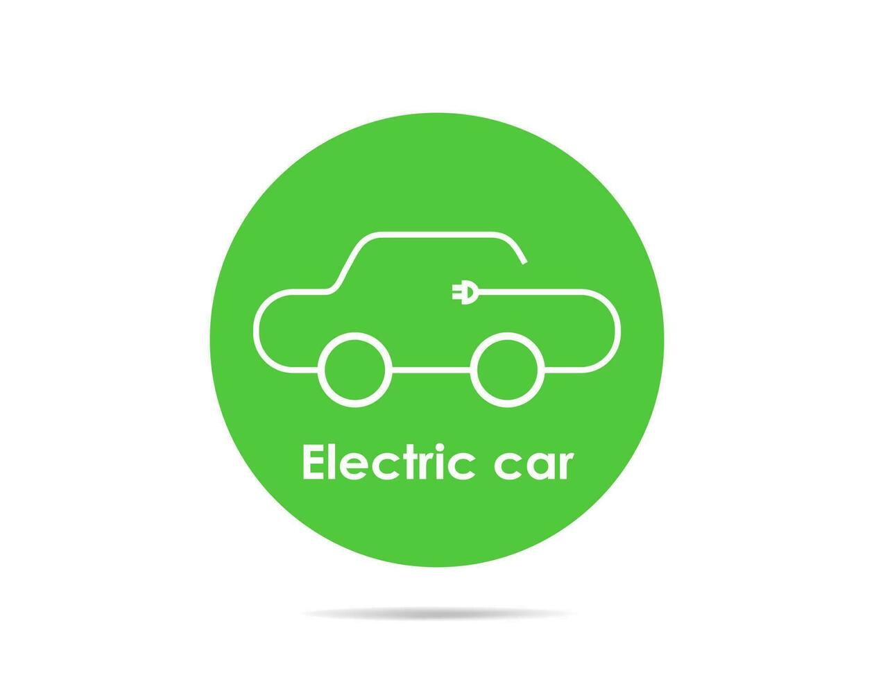Vector illustration of electric powered car and charging point icons style.