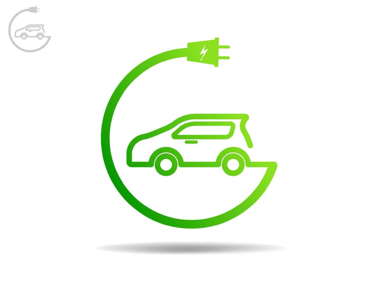 ilustración vectorial del coche eléctrico y el estilo de los iconos del punto de carga. vector