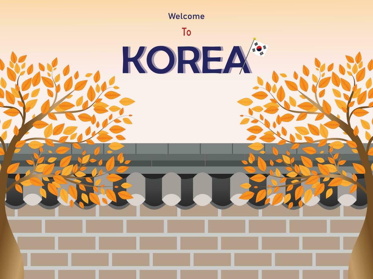 Korea Autumn background style. Welcome to Autumn season in Korea. vector