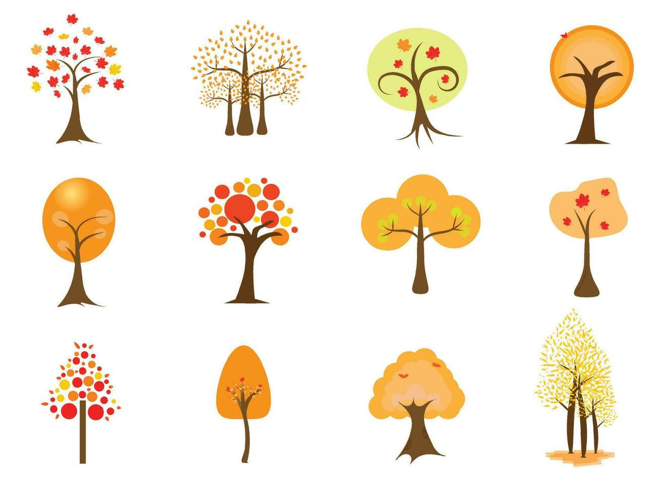 Object Many trees  For autumn and colorful leaves. vector