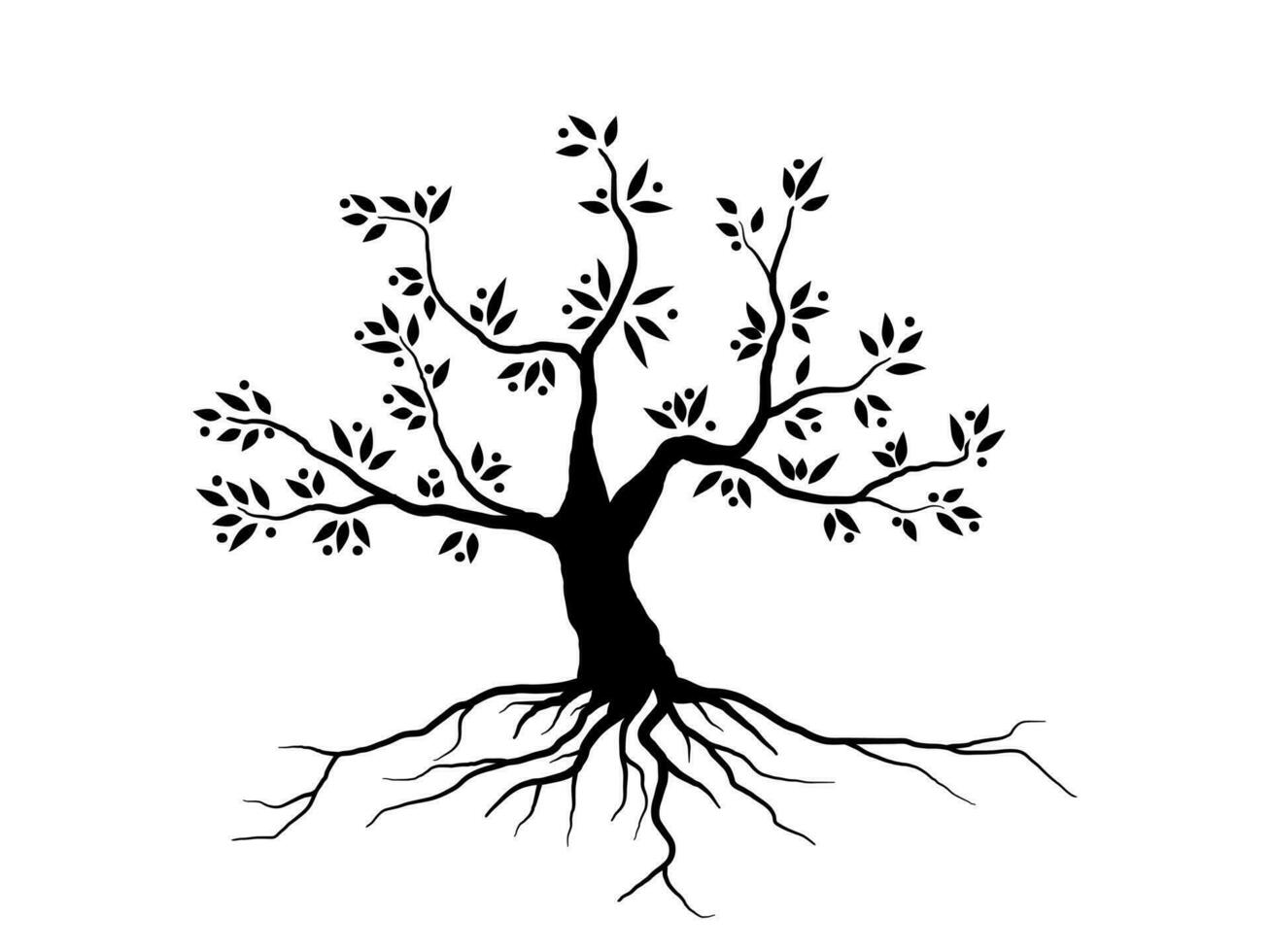 Black tree and Root LOGO concept. Can be used for your work. vector