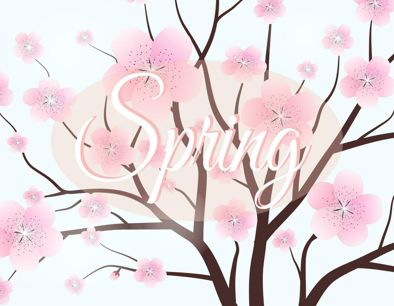 Pink flower tree Symbol style and spring background. Can be used for your work. Welcome spring season concept. vector