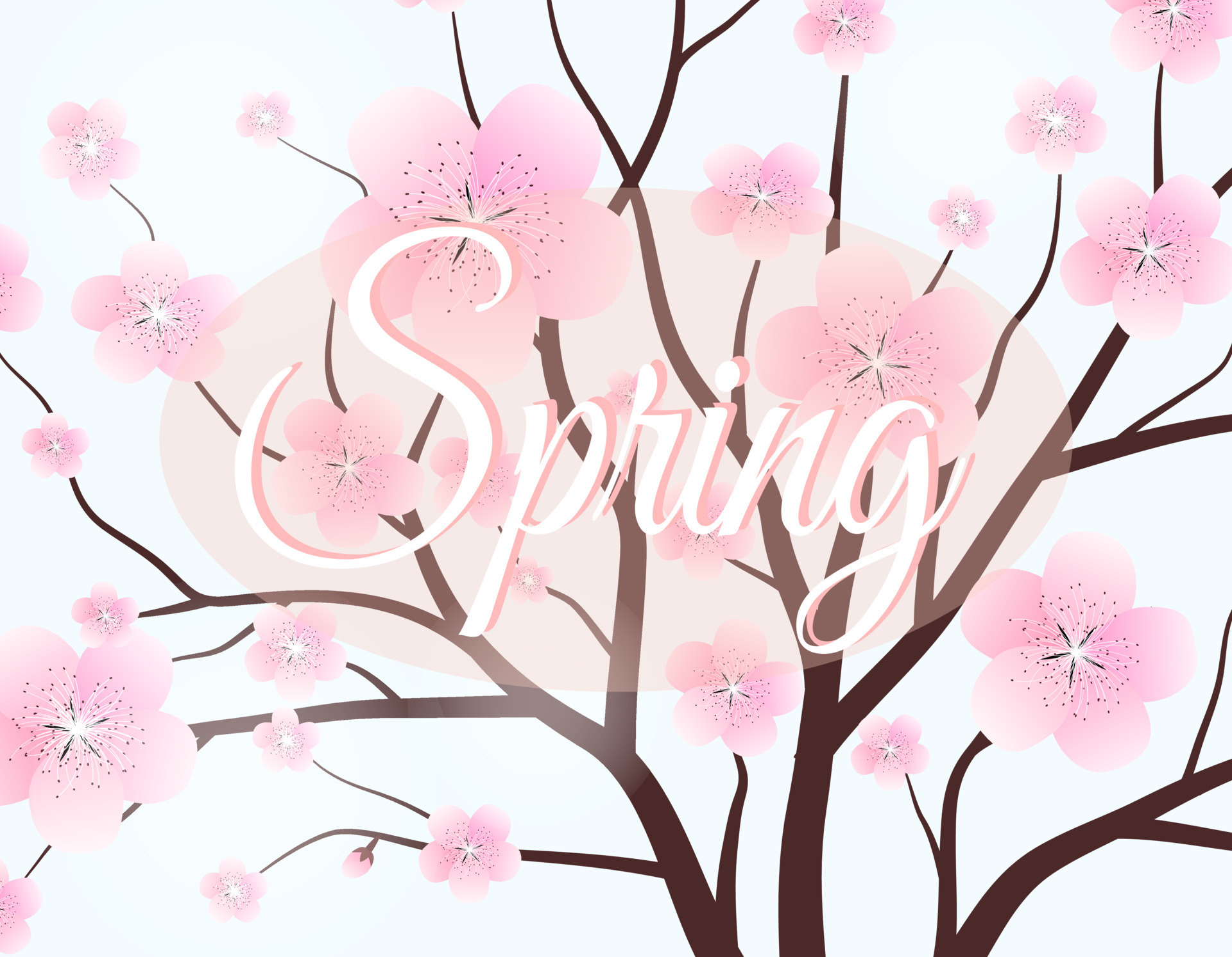Pink flower tree Symbol style and spring background. Can be used for ...