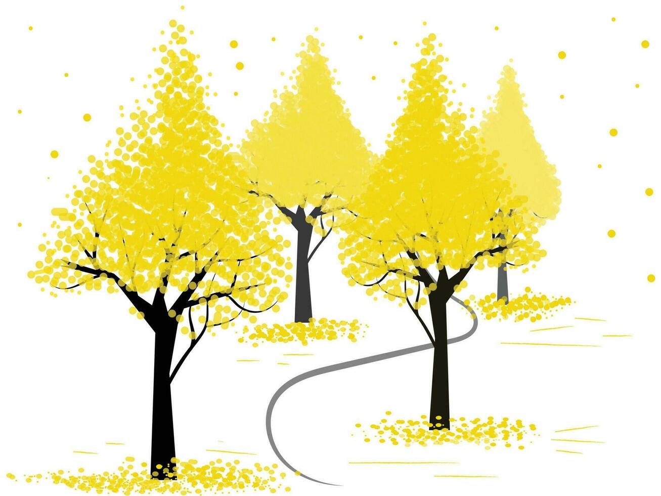 Big trees that is dry With fallen leaves in the autumn season. vector