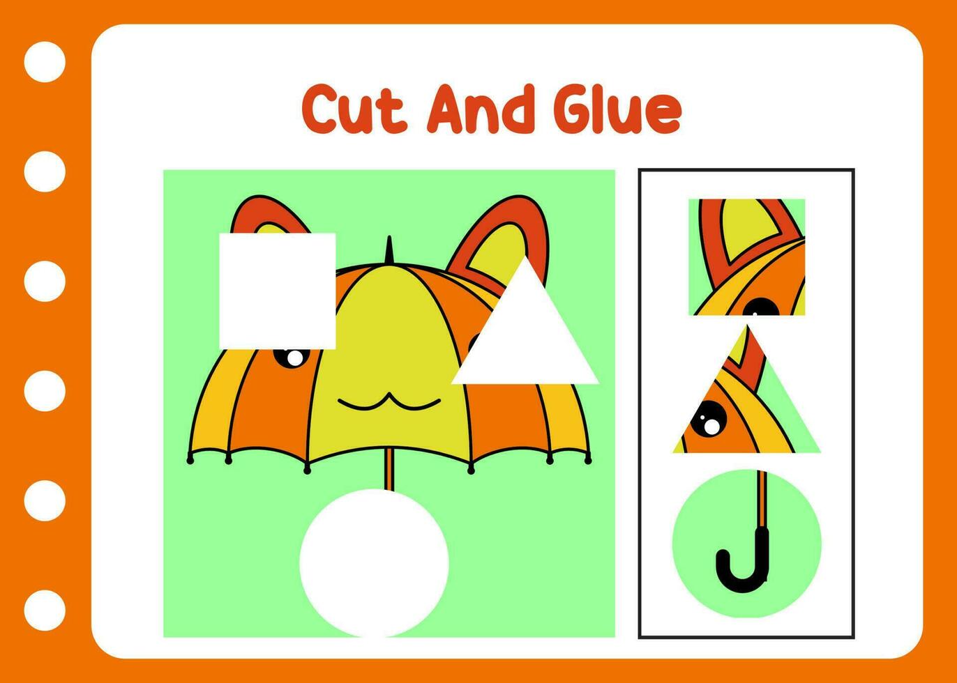 cut and glue umbrella fun game for kids vector