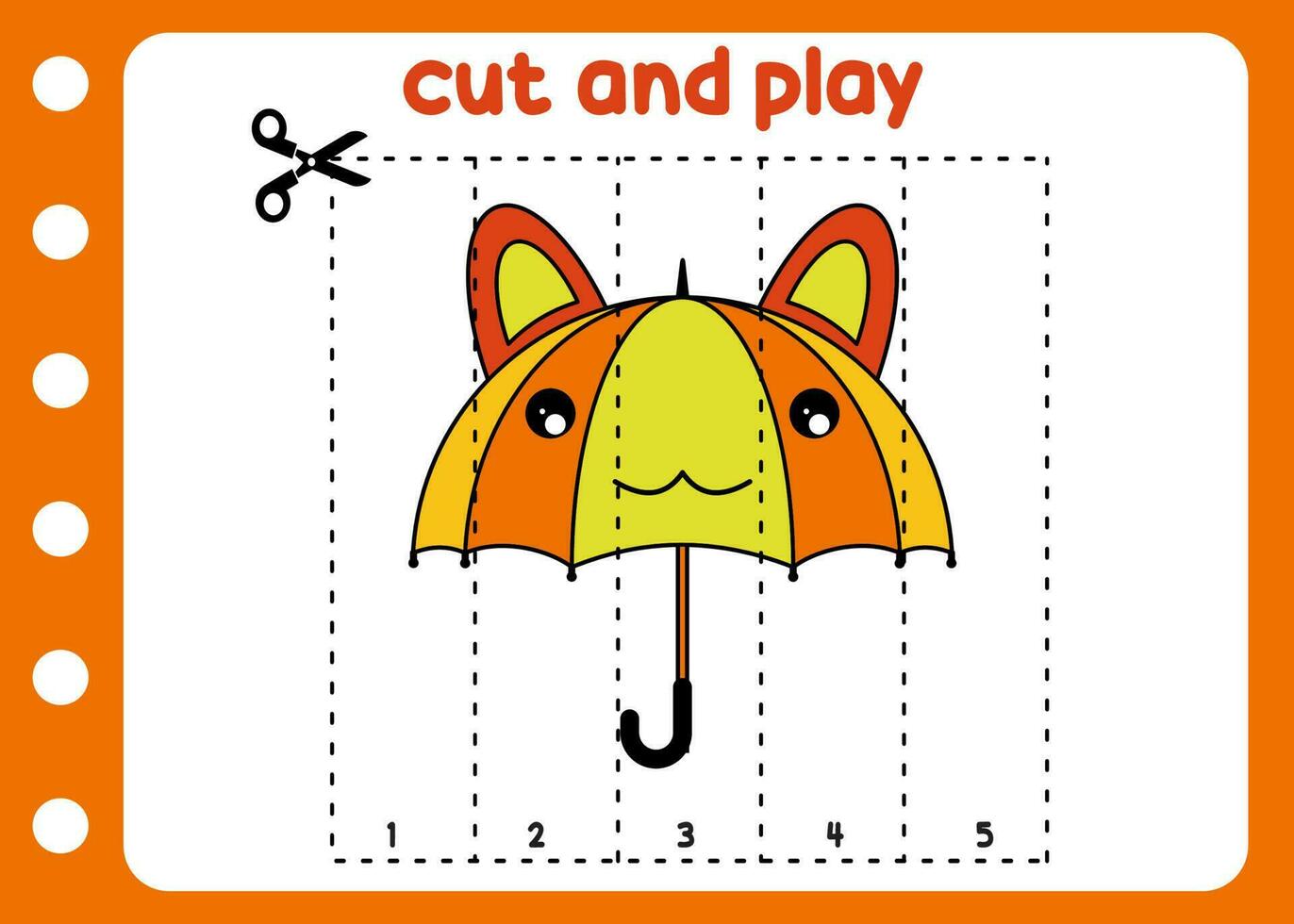 cortar y jugar linda paraguas niños juego vector