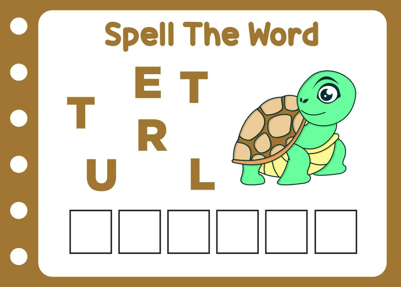 spell the word of turtle . puzzle for kids vector