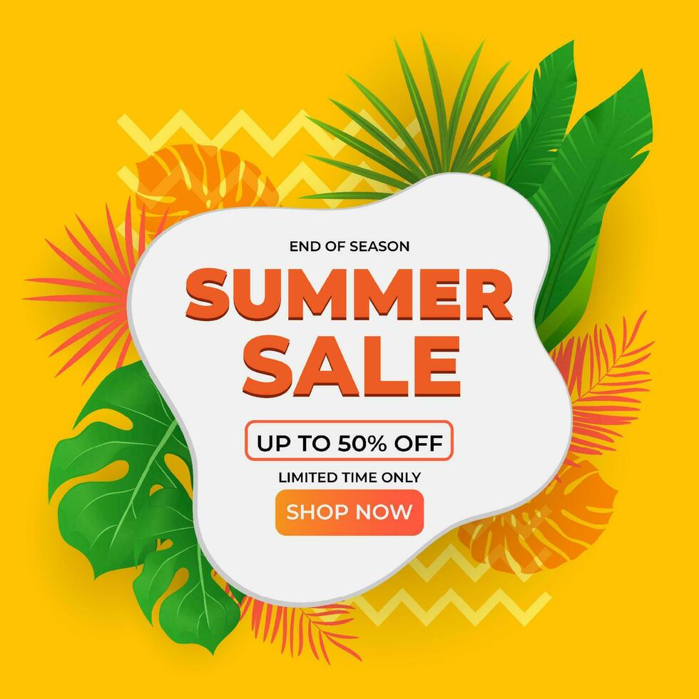 summer sale template. beautiful tropical leaf design vector