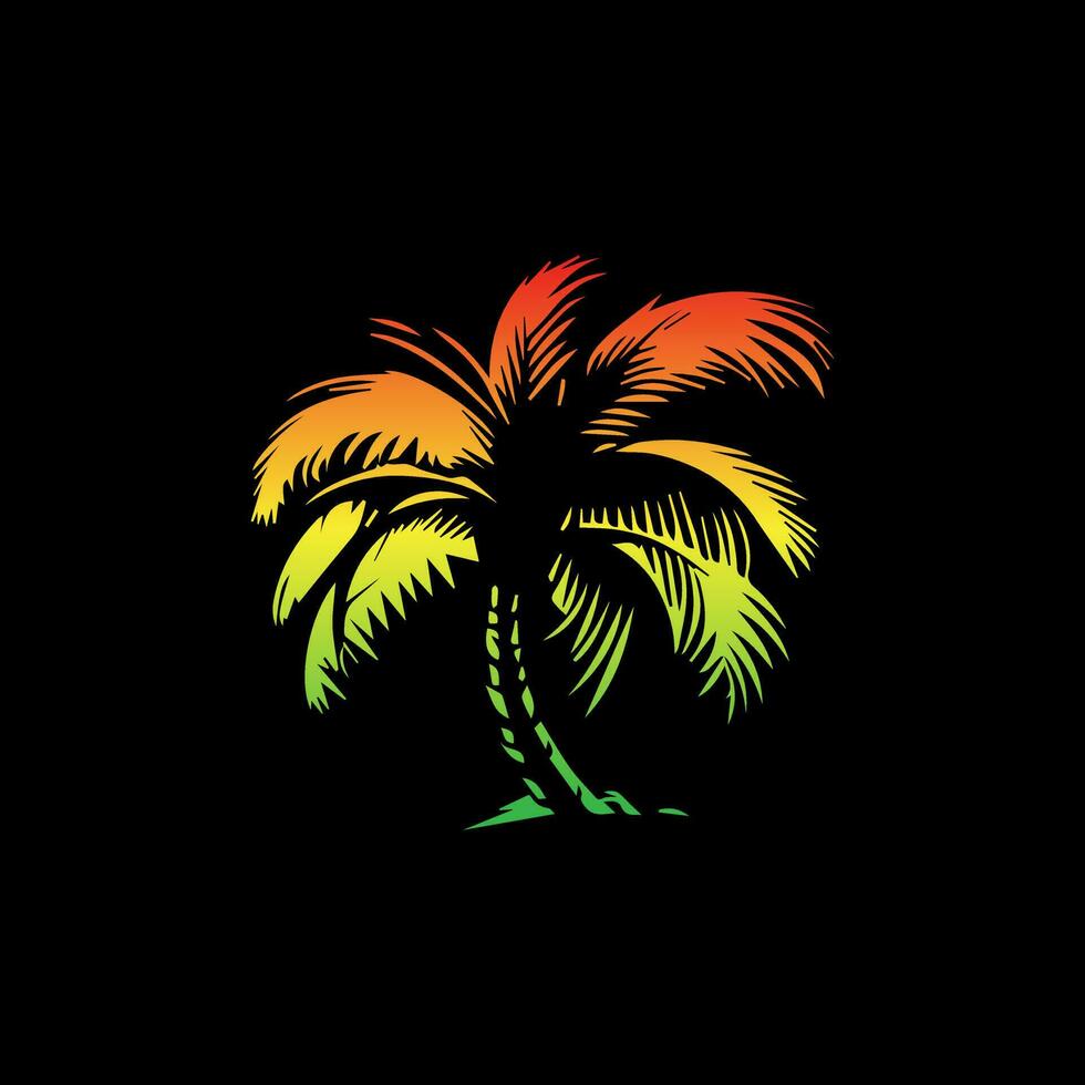 Palm tree logo. Vector illustration of a tropical palm tree