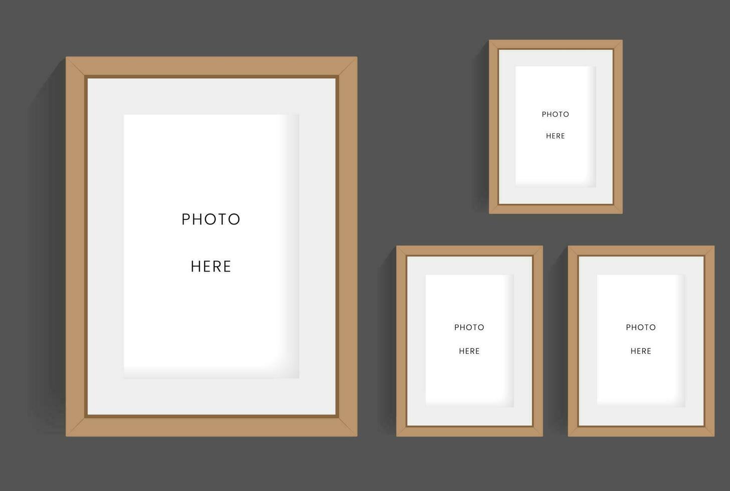 Group of realistic Four photo frames design in vector illustration