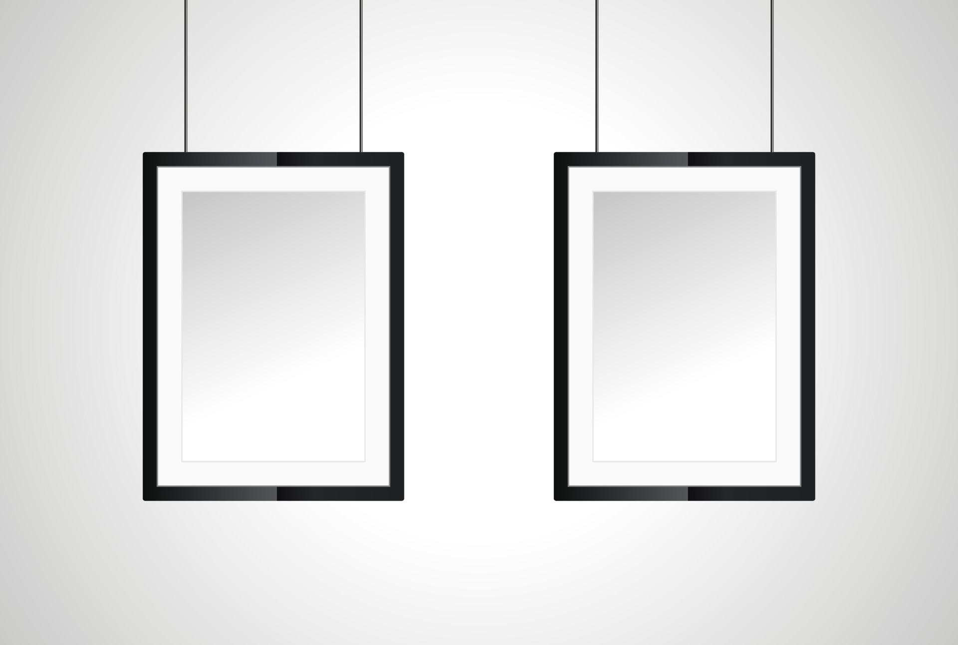Two photo frame on white wall, in realistic vector for Interior Black