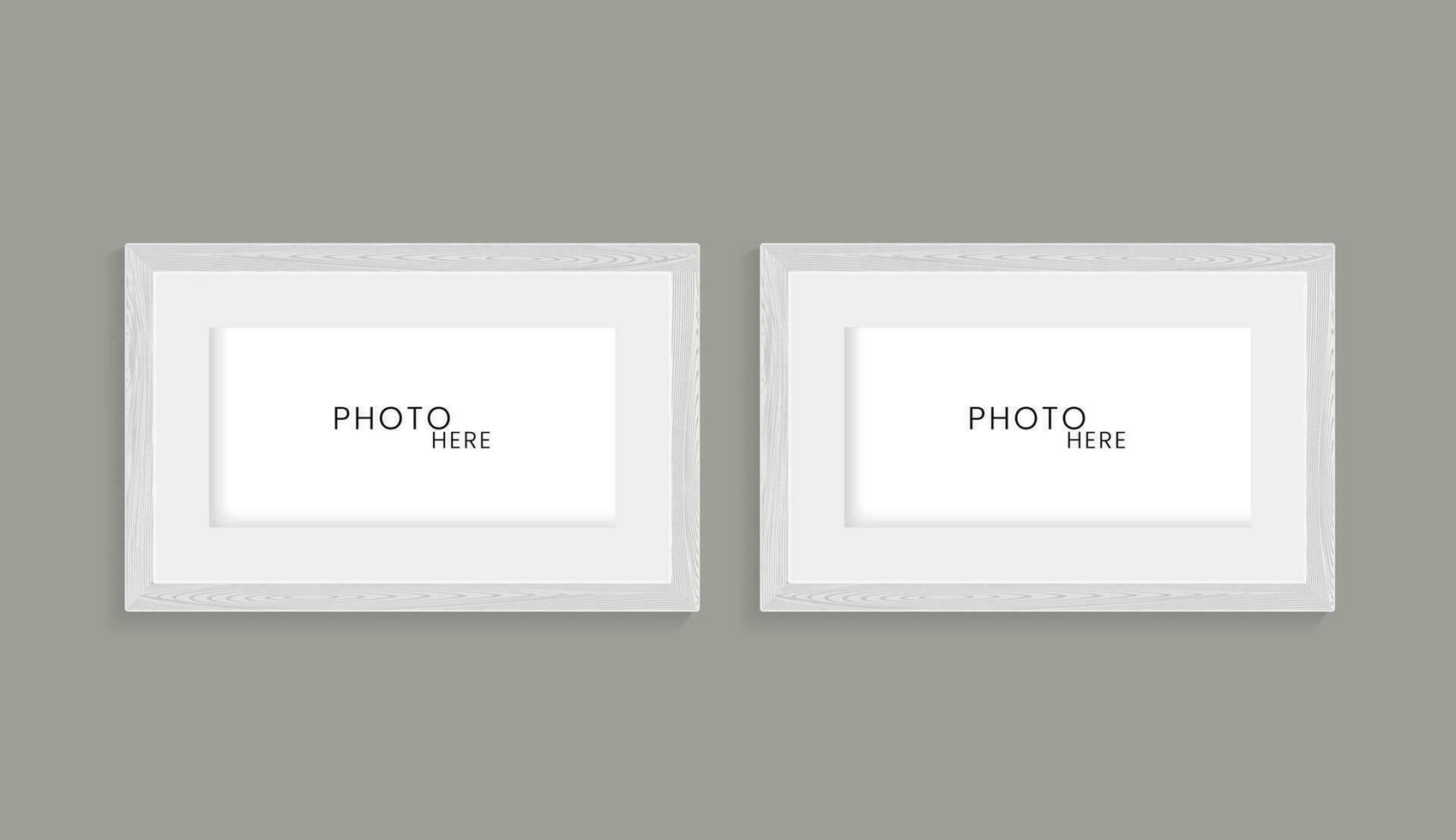 Two wooden texture frame on isolated dark wall, uded in photo mock up vector design templates