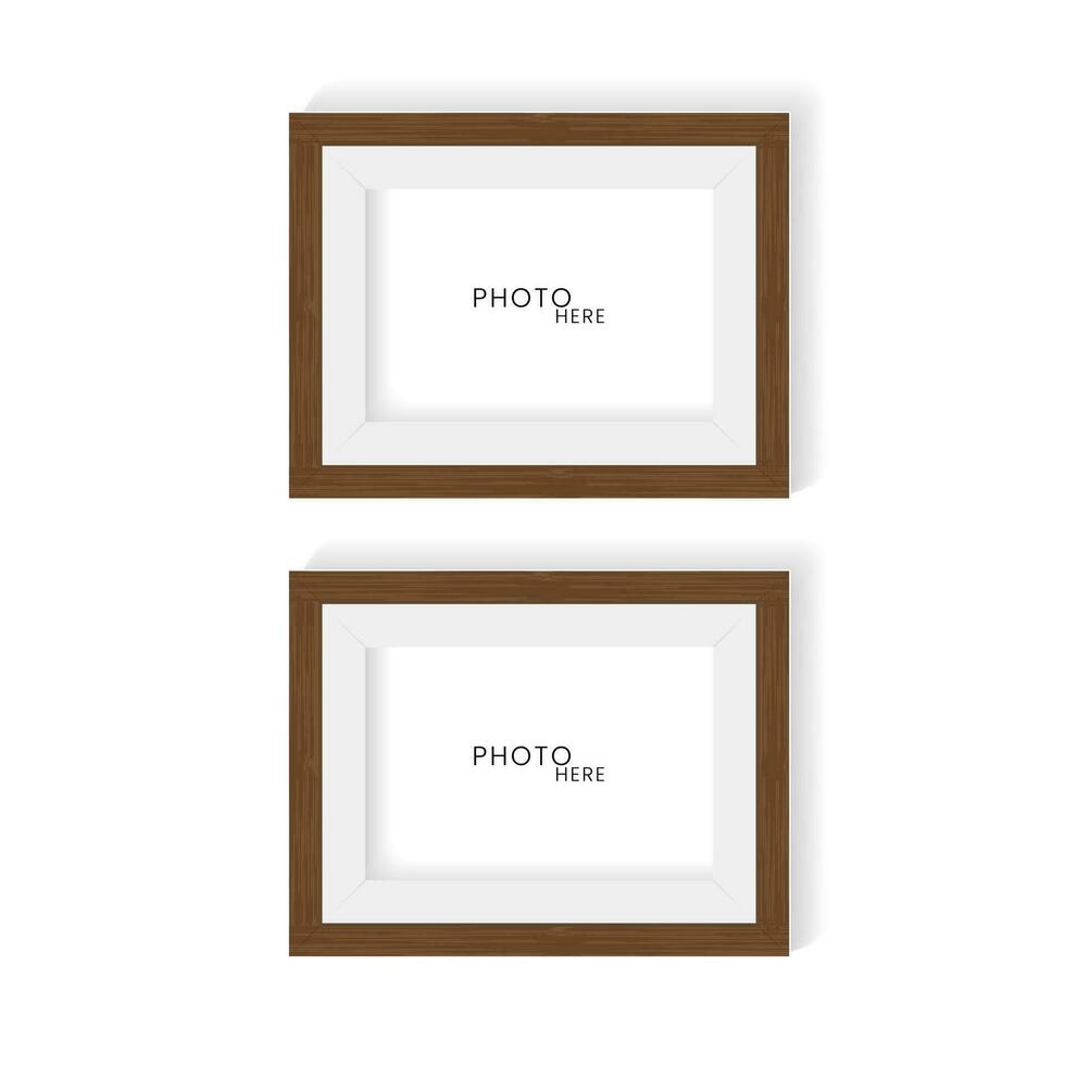 Two wooden pattern realistic frame for wall art mock up vector, modern wood texture frame templates design and Minimal Isolated Wood Frame Vector Elements