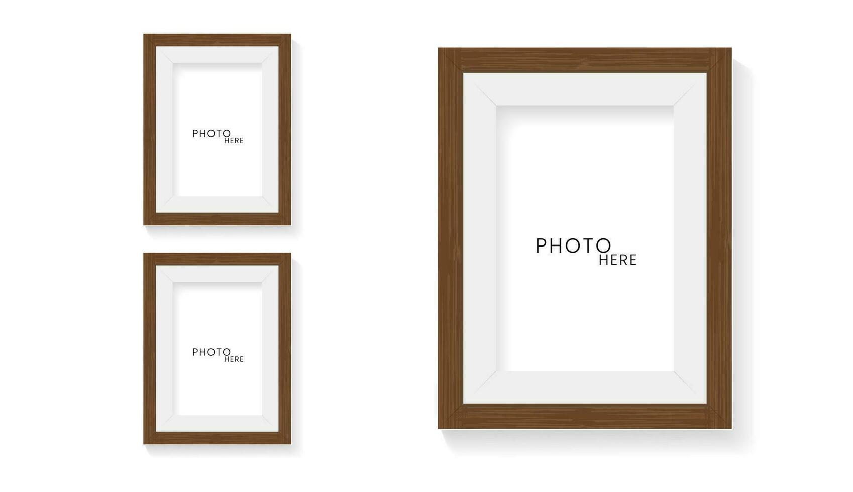 Set of two frames mock up on isolated white wall design, 2 photo frames mock up vector illustration