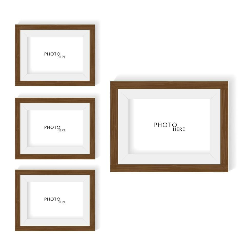 conjunto de marrón color madera modelo de foto marcos, y de madera textura  realista marco para Arte de pared burlarse de arriba vector ilustración  elementos 23633953 Vector en Vecteezy