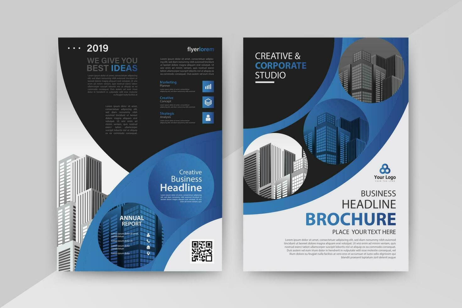 Business abstract vector template for Flyer, Brochure, AnnualReport, Magazine, Poster, Corporate Presentation, Portfolio, Market, infographic With Blue and Black color size A4, Front and back.