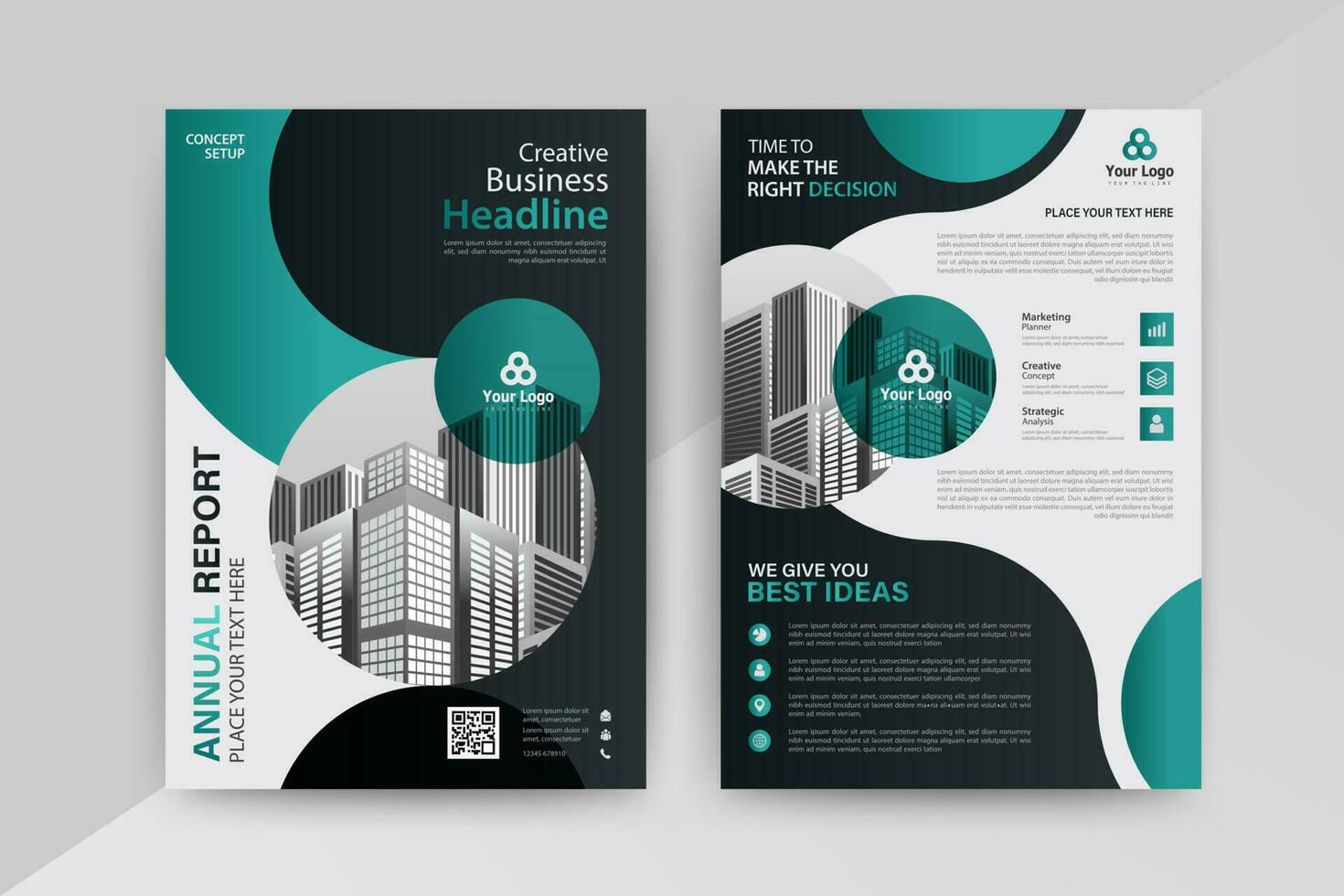 Business abstract vector template for Flyer, Brochure, AnnualReport, Magazine, Poster, Corporate Presentation, Portfolio, Market, infographic With Blue and Cyan color size A4, Front and back.