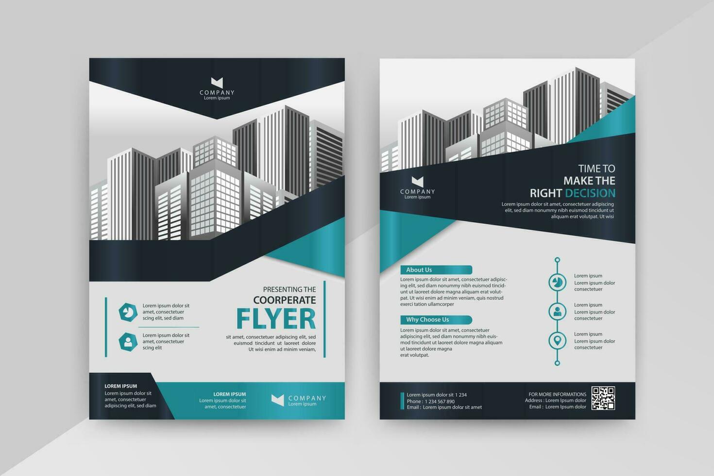 Business abstract vector template for Flyer, Brochure, AnnualReport, Magazine, Poster, Corporate Presentation, Portfolio, Market, infographic With Blue and Cyan color size A4, Front and back.