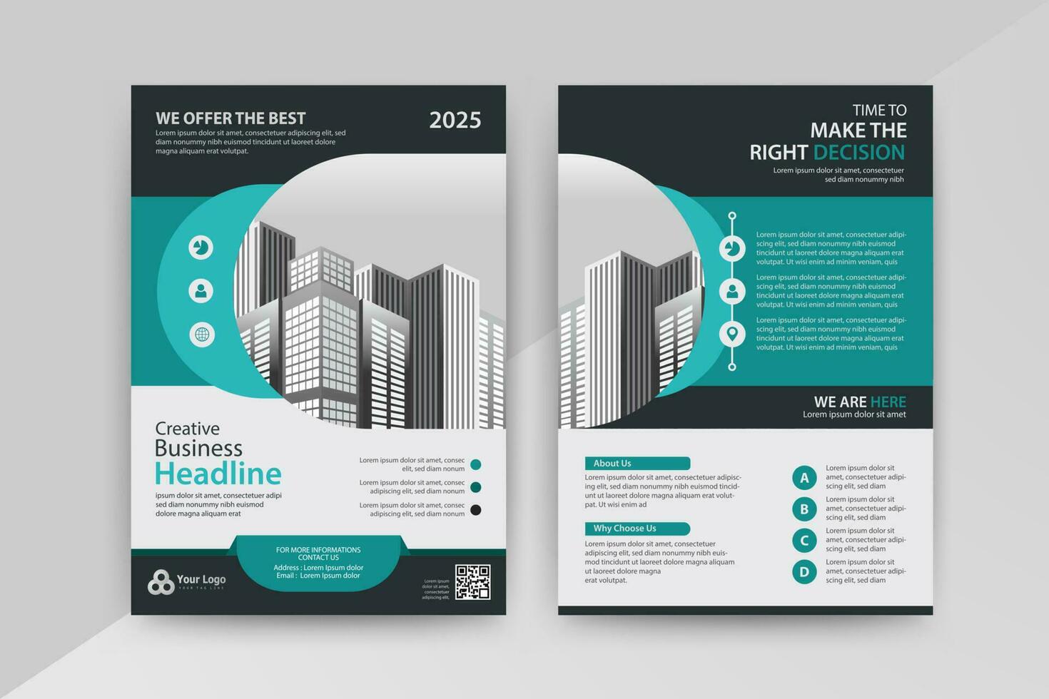 Business abstract vector template for Flyer, Brochure, AnnualReport, Magazine, Poster, Corporate Presentation, Portfolio, Market, infographic With Blue and Cyan color size A4, Front and back.