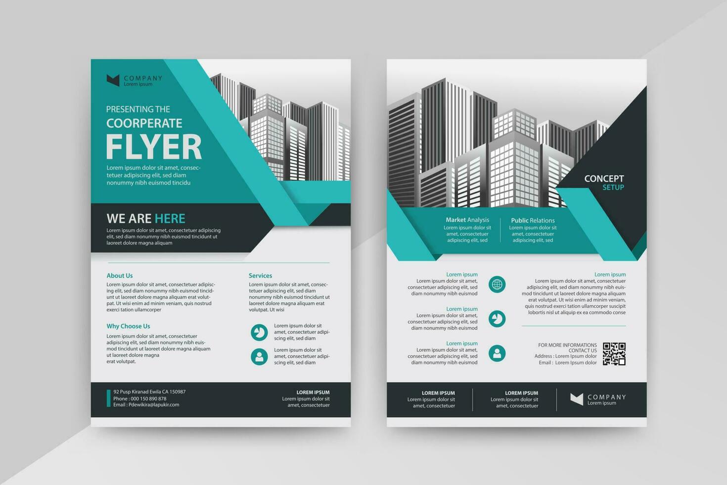 Business abstract vector template for Flyer, Brochure, AnnualReport, Magazine, Poster, Corporate Presentation, Portfolio, Market, infographic With Blue and Cyan color size A4, Front and back.