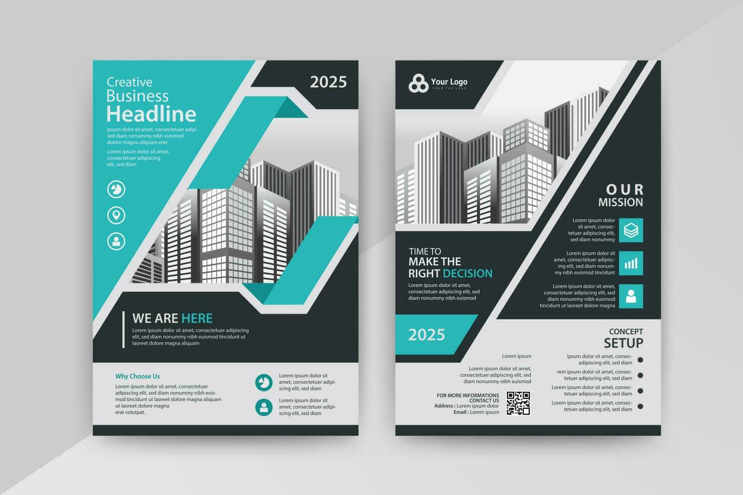 Business abstract vector template for Flyer, Brochure, AnnualReport, Magazine, Poster, Corporate Presentation, Portfolio, Market, infographic With Blue and Cyan color size A4, Front and back.