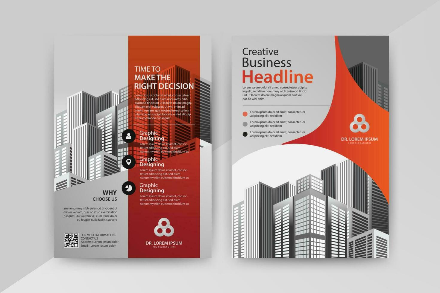 Business abstract vector template for Flyer, Brochure, AnnualReport, Magazine, Poster, Corporate Presentation, Portfolio, Market, infographic With Orange and Black color size A4, Front and back.