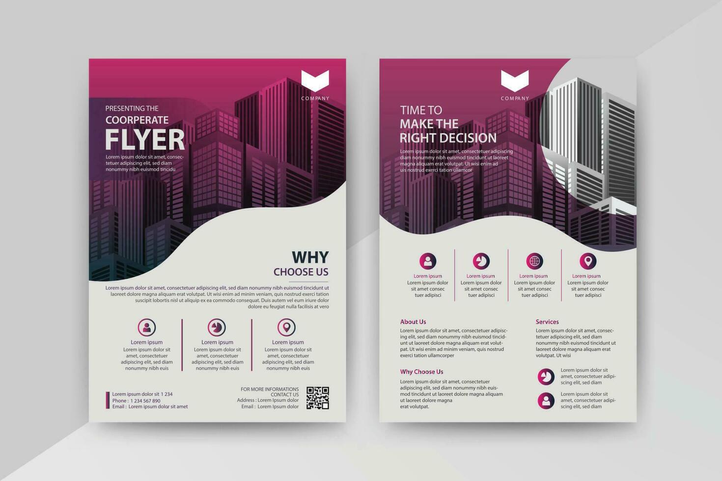 Business abstract vector template for Flyer, Brochure, AnnualReport, Magazine, Poster, Corporate Presentation, Portfolio, Market, infographic With Purple and Black color size A4, Front and back.