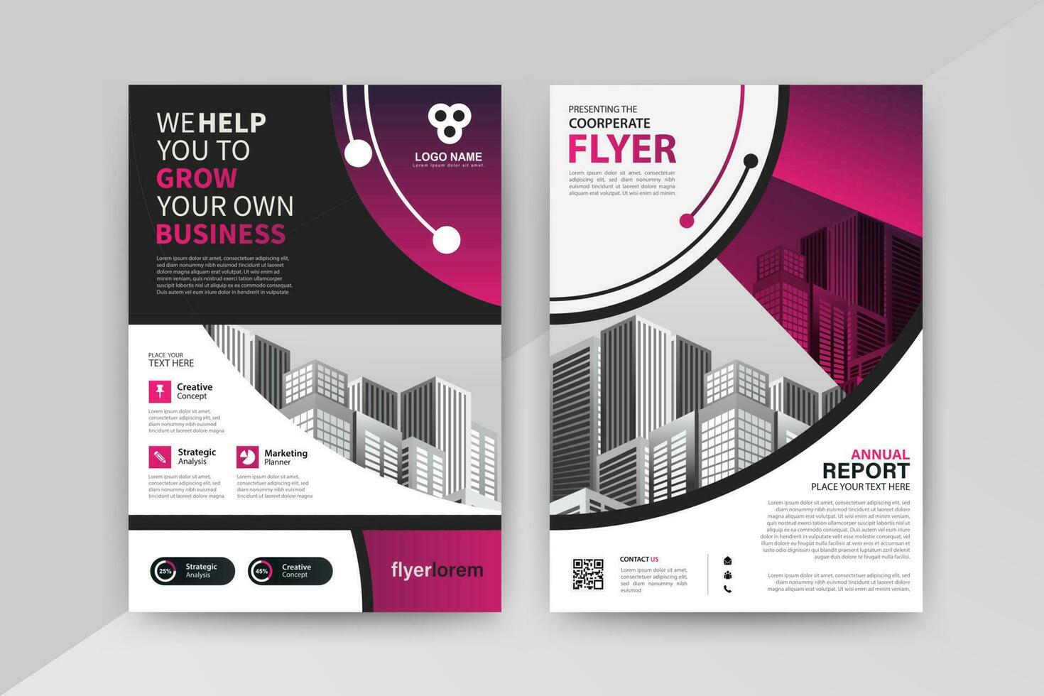 Business abstract vector template for Flyer, Brochure, AnnualReport, Magazine, Poster, Corporate Presentation, Portfolio, Market, infographic With Purple and Black color size A4, Front and back.