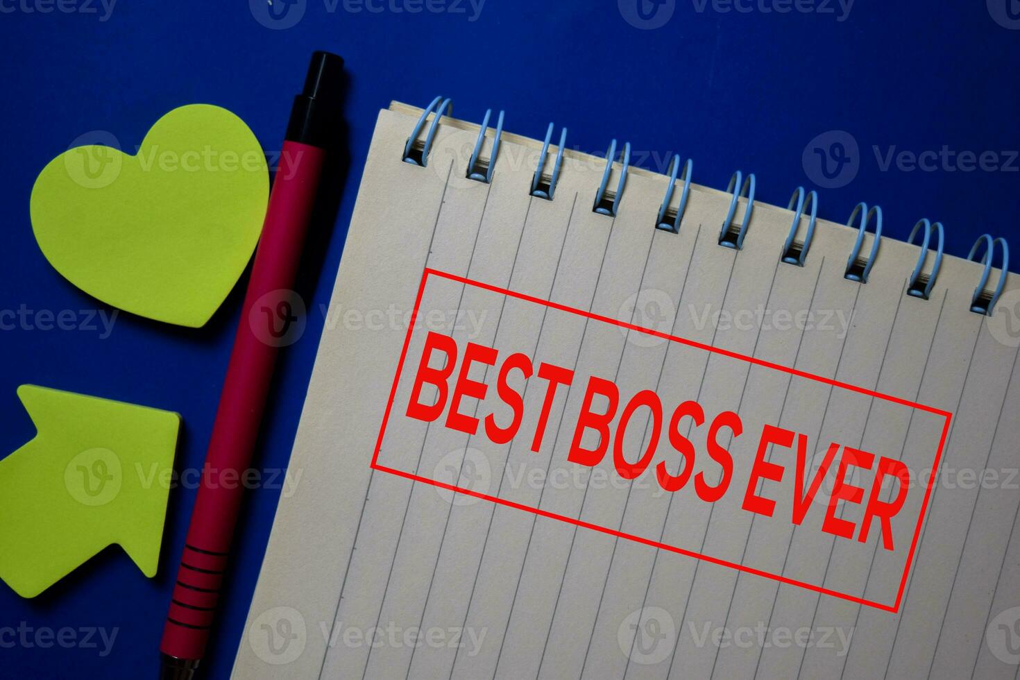 Best Boss Ever write on a book isolated on blue background. photo