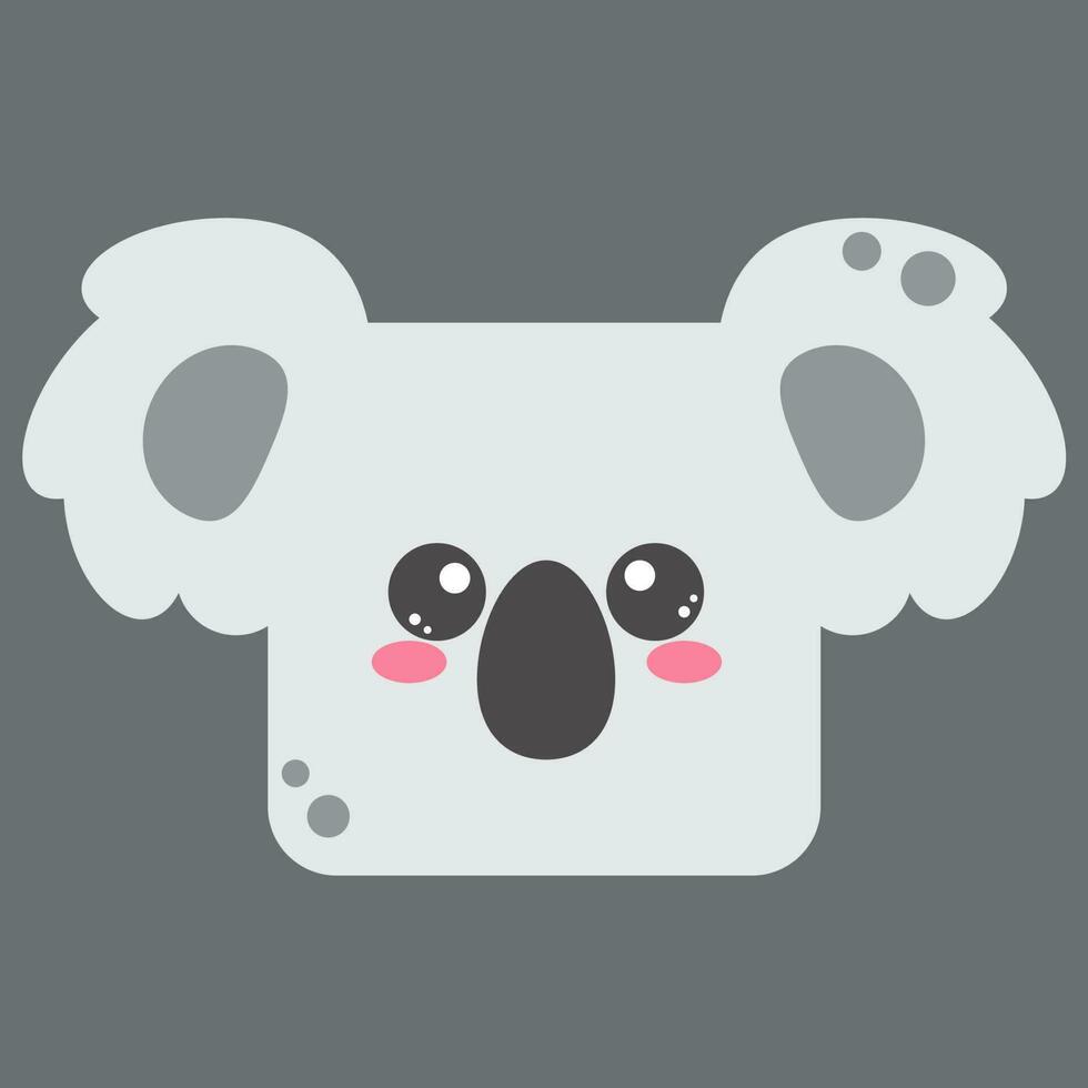 Cute square koala face. Cartoon head of animal character. Minimal simple design. Vector illustration