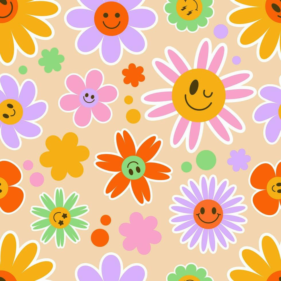 Smiley Flowers Fabric Wallpaper and Home Decor  Spoonflower