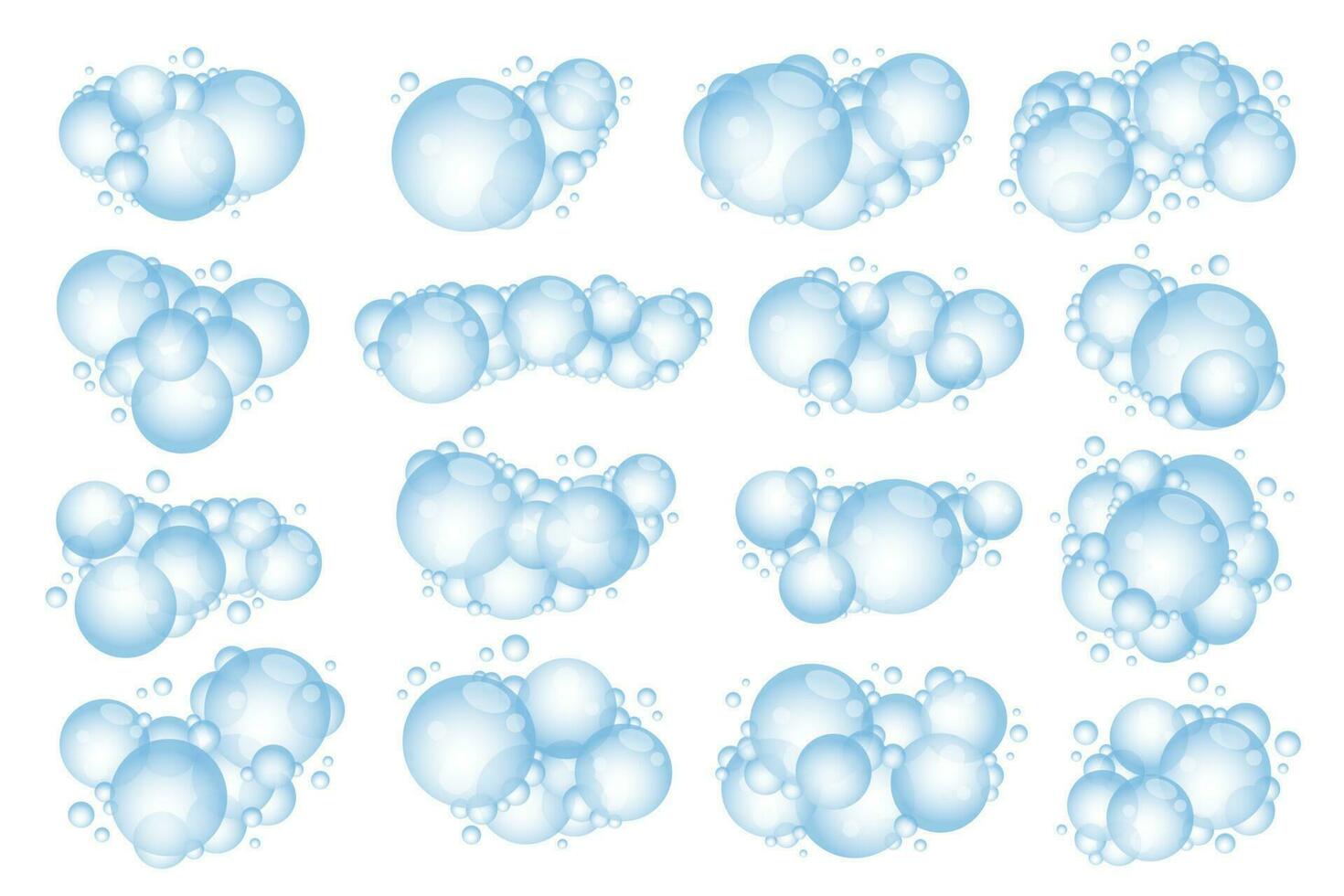 Soap foam bubbles. Cartoon bath suds of shampoo. Vector illustration isolated on white background