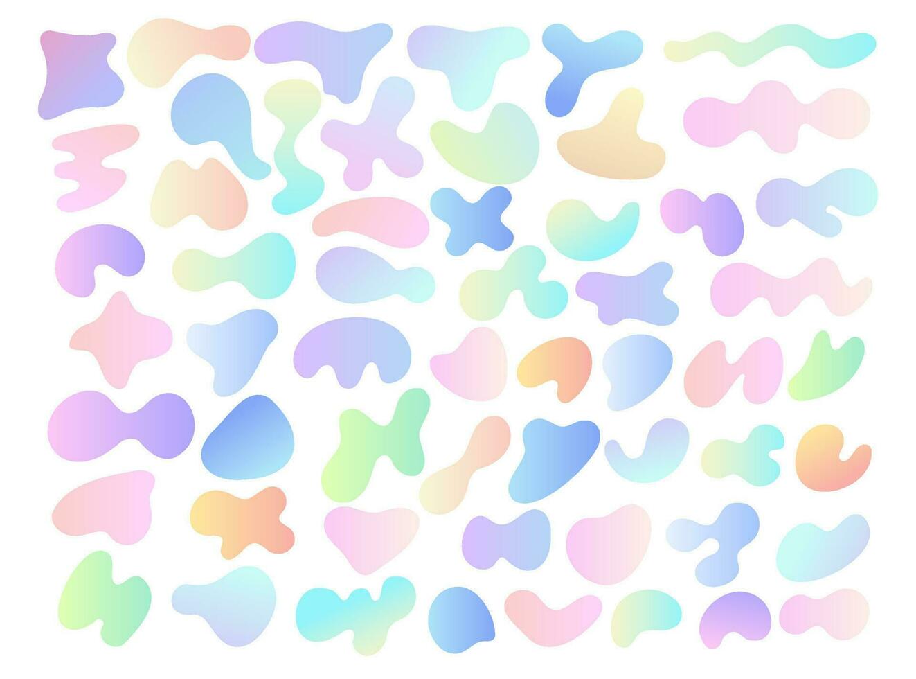 Abstract fluid shapes. Gradient liquid elements. Amoeba splashes design. Vector graphic set