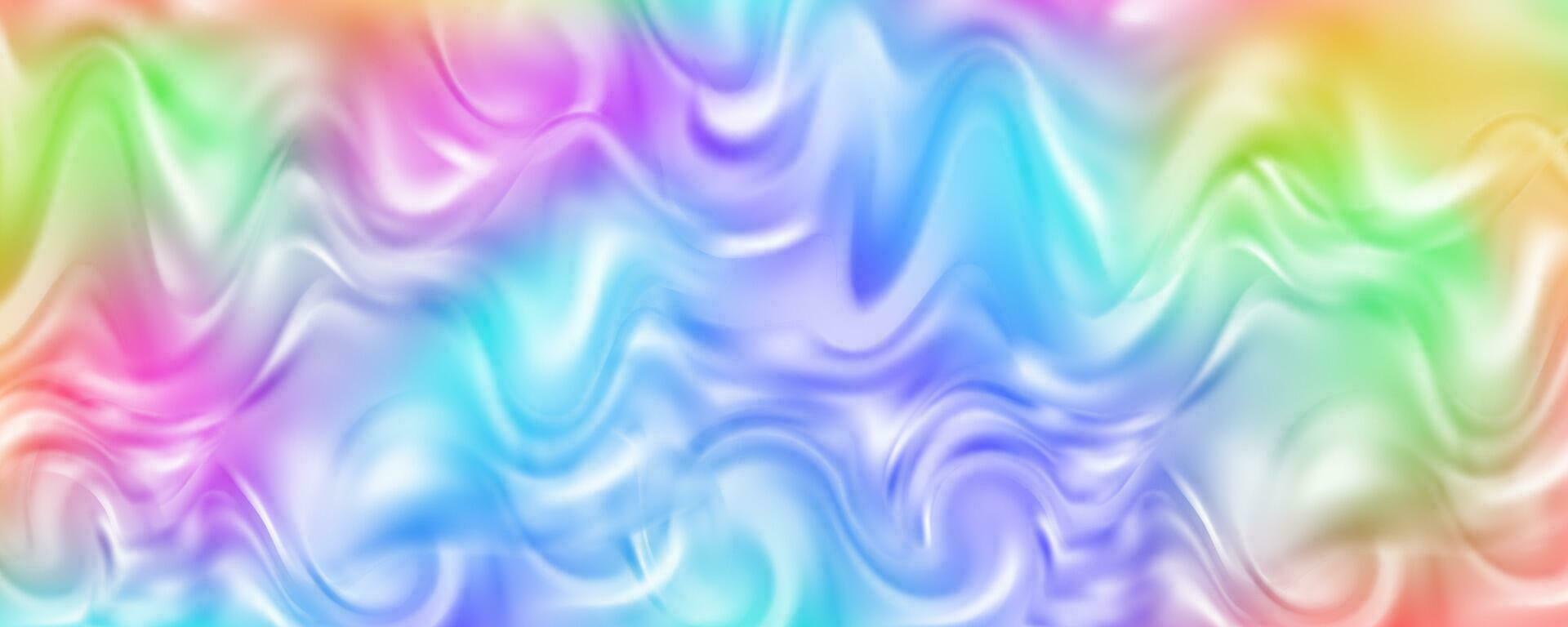 Rainbow background with waves of fluid. Abstract pastel gradient wallpaper with bright vibrant colors. Vector unicorn holographic backdrop.